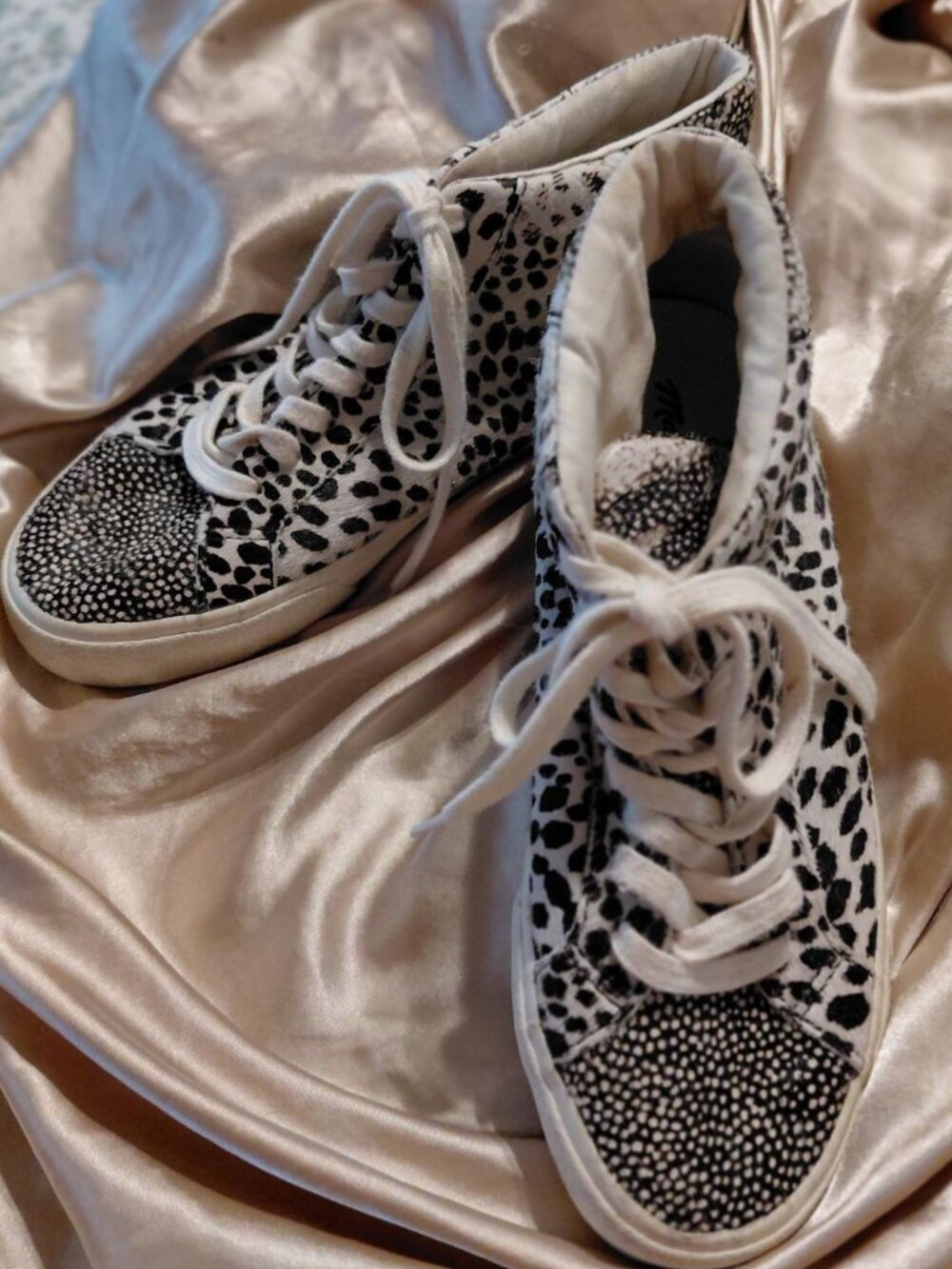 Madewell Sidewalk High Top Spotted Calf Hair Sneakers